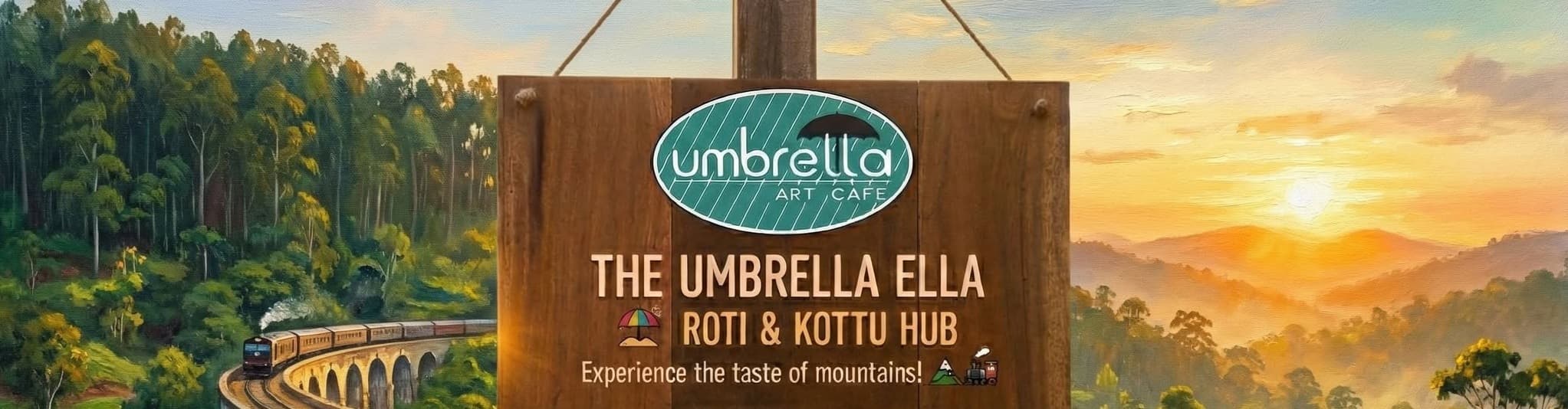 The Umbrella Ella — Roti & Kottu Hub, overlooking the Ella valley